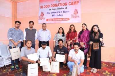LPS Bossard and UPS Lakshmi organized a blood donation camp, collecting 108 units with PGIMS Blood Bank's support.